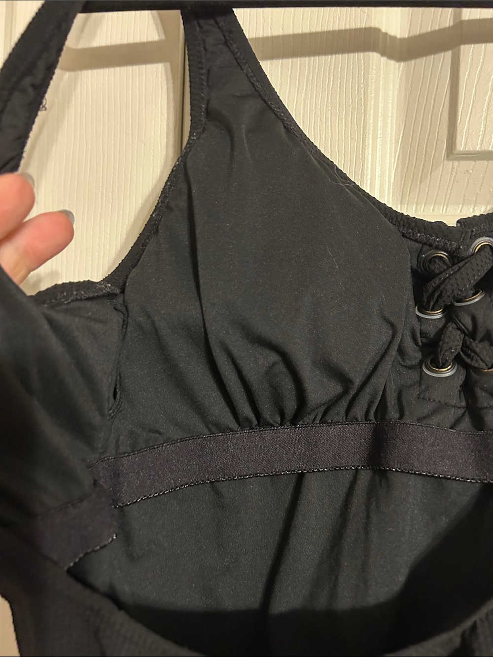J. CREW Black One-Piece Bathing Suit Lace Up Tie Front Bow Swim Textured Size 10 - Picture 6 of 9